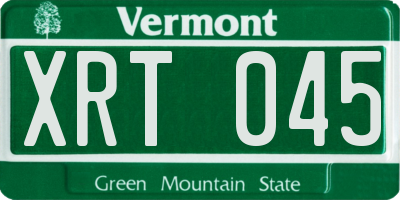 VT license plate XRT045