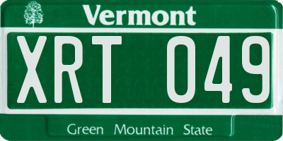 VT license plate XRT049