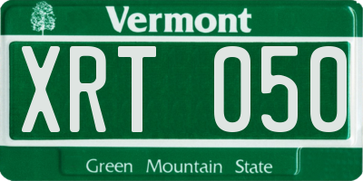 VT license plate XRT050