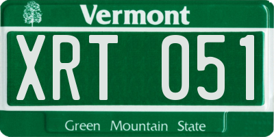 VT license plate XRT051