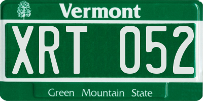 VT license plate XRT052