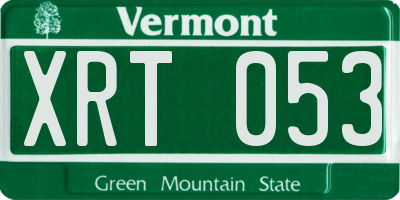 VT license plate XRT053