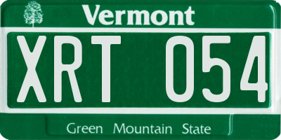 VT license plate XRT054
