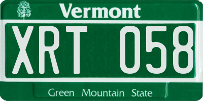 VT license plate XRT058