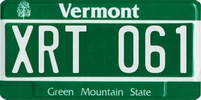VT license plate XRT061