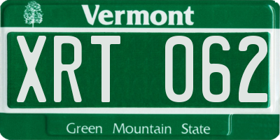 VT license plate XRT062