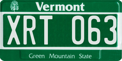 VT license plate XRT063