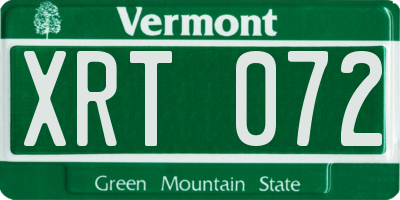 VT license plate XRT072