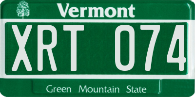 VT license plate XRT074