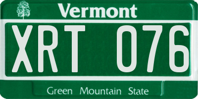 VT license plate XRT076