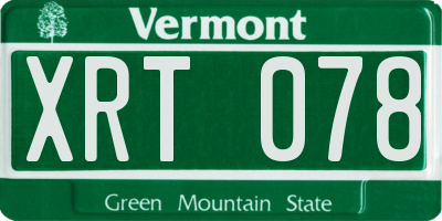 VT license plate XRT078