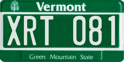 VT license plate XRT081