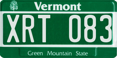 VT license plate XRT083