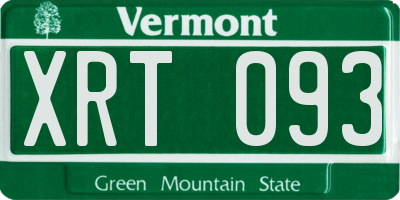 VT license plate XRT093