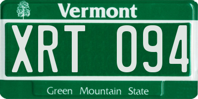 VT license plate XRT094
