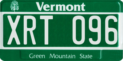 VT license plate XRT096