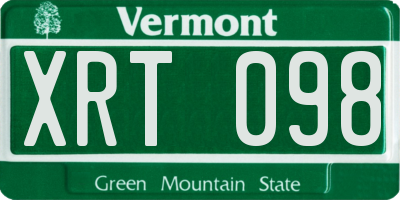 VT license plate XRT098