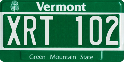 VT license plate XRT102