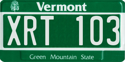 VT license plate XRT103