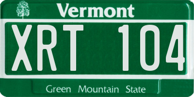 VT license plate XRT104