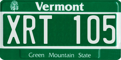 VT license plate XRT105
