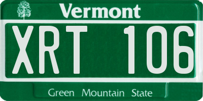 VT license plate XRT106