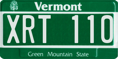 VT license plate XRT110