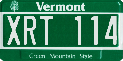 VT license plate XRT114