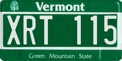 VT license plate XRT115
