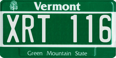 VT license plate XRT116