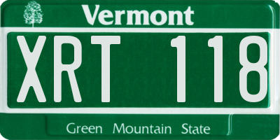 VT license plate XRT118