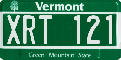 VT license plate XRT121