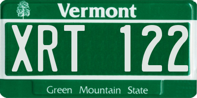 VT license plate XRT122