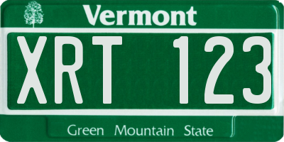 VT license plate XRT123