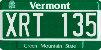 VT license plate XRT135