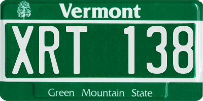 VT license plate XRT138