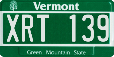 VT license plate XRT139