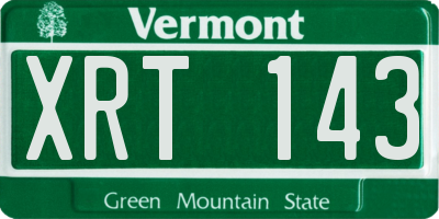 VT license plate XRT143