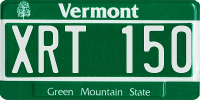 VT license plate XRT150