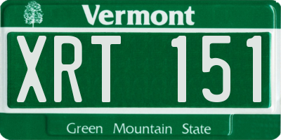 VT license plate XRT151