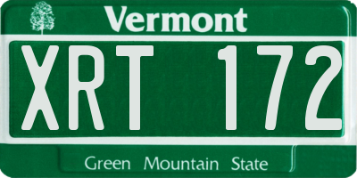 VT license plate XRT172