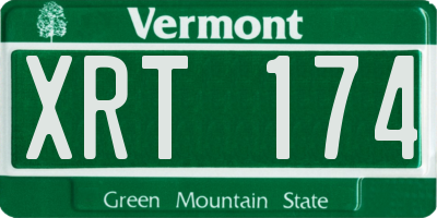 VT license plate XRT174