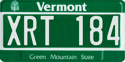 VT license plate XRT184