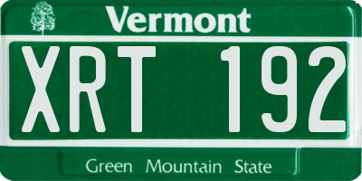 VT license plate XRT192