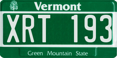 VT license plate XRT193