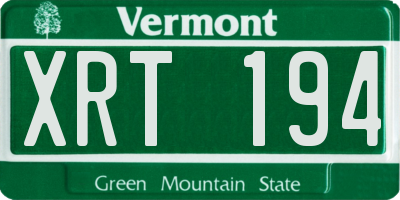 VT license plate XRT194