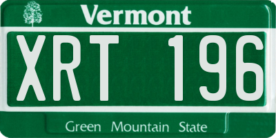 VT license plate XRT196