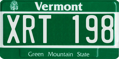 VT license plate XRT198