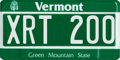 VT license plate XRT200