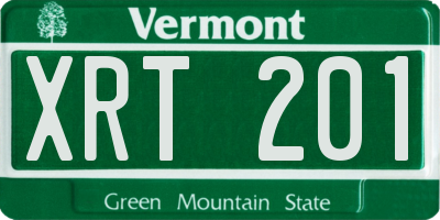 VT license plate XRT201